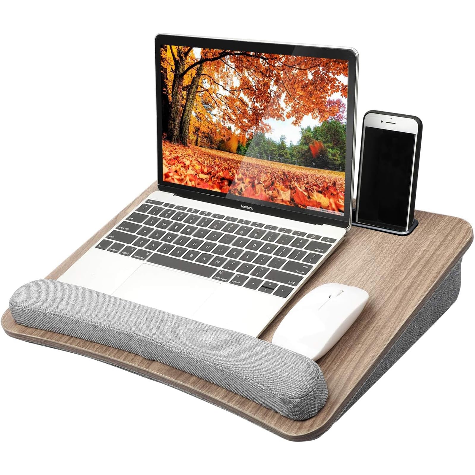 Huanuo Portable Lap Laptop Desk With Pillow Cushion, Fits Up To 15.6 Inch Laptop, With Anti-Slip Strip & Storage Function For Ho
