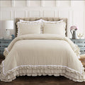Lush Decor Ella Shabby-Chic Ruffle Lace 3-Piece Full/Queen Comforter Set (Neutral), 92 X 90 Inch