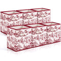 SiliFine 6 Pcs Burgundy Toile French Country Cube Storage Bins, 11 Inch