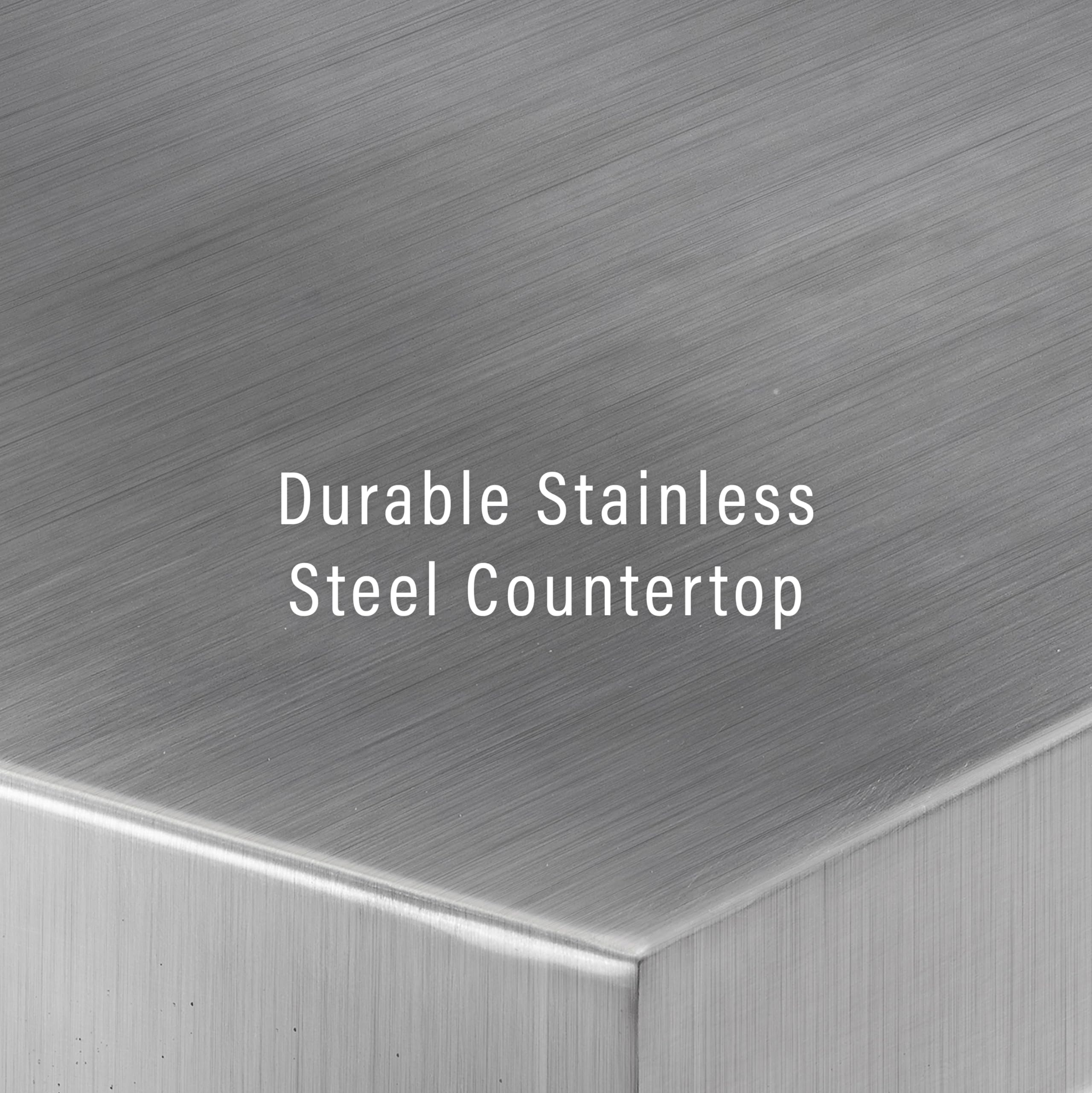 Crosley Furniture Compact Stainless Steel Top Rolling Cart with Shelves, Microwave Stand with Towel Rack, White