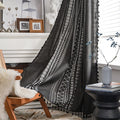 Colorbird Boho Semi-Blackout Curtains 2 Panels Bohemian Style Cotton Linen Darkening Curtains With Tassels Rod Pocket Window Dra