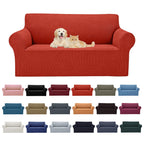 2025 New Stretch Loveseat Sofa Slipcovers Couch Cover For 2 Cushion Furniture Protector Sofa Covers With Elastic Bottom Jacquard Fabric Small Checks For Pets, Kids - Pureed Pumpkin