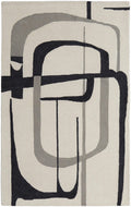 HomeRoots 514417 9 x 12 ft. Ivory Gray & Black Wool Abstract Hand Tufted Handmade Rectangle Area Rug