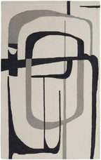 HomeRoots 514417 9 x 12 ft. Ivory Gray & Black Wool Abstract Hand Tufted Handmade Rectangle Area Rug