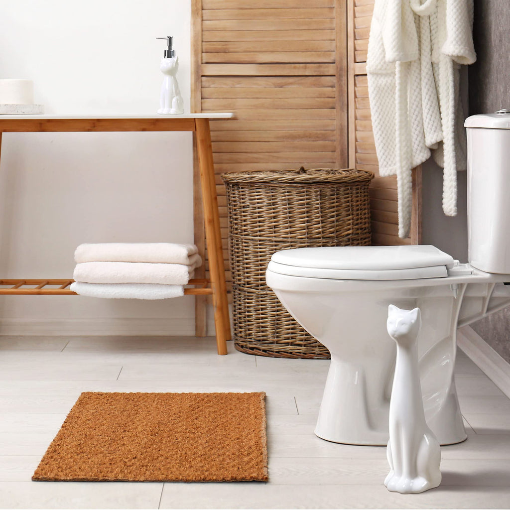 Allure Home Creation Ceramic Toilet Brush Holder & Soap Dispenser Set White Plastic Brush XBSCA02
