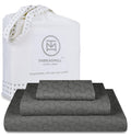 Threadmill 500 Thread Count Twin Size 3 Pc Luxury Cotton Bedding Set, Jacquard Floria Dark Grey, Breathable Sheets With 15' Ela