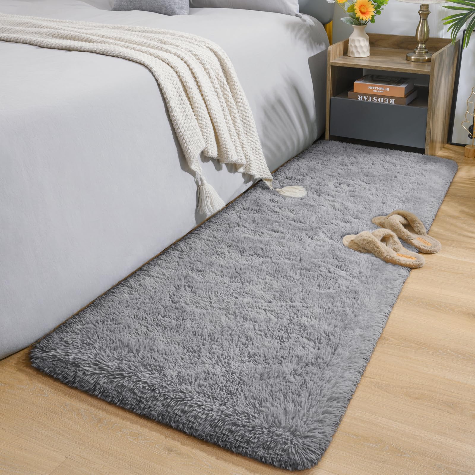 Arogan Shag 2X6 Runner Rug For Bedroom, Washable Rugs Runners With Memory Foam For Hallways, Entryway Indoor Fluffy Throw Rug Fo