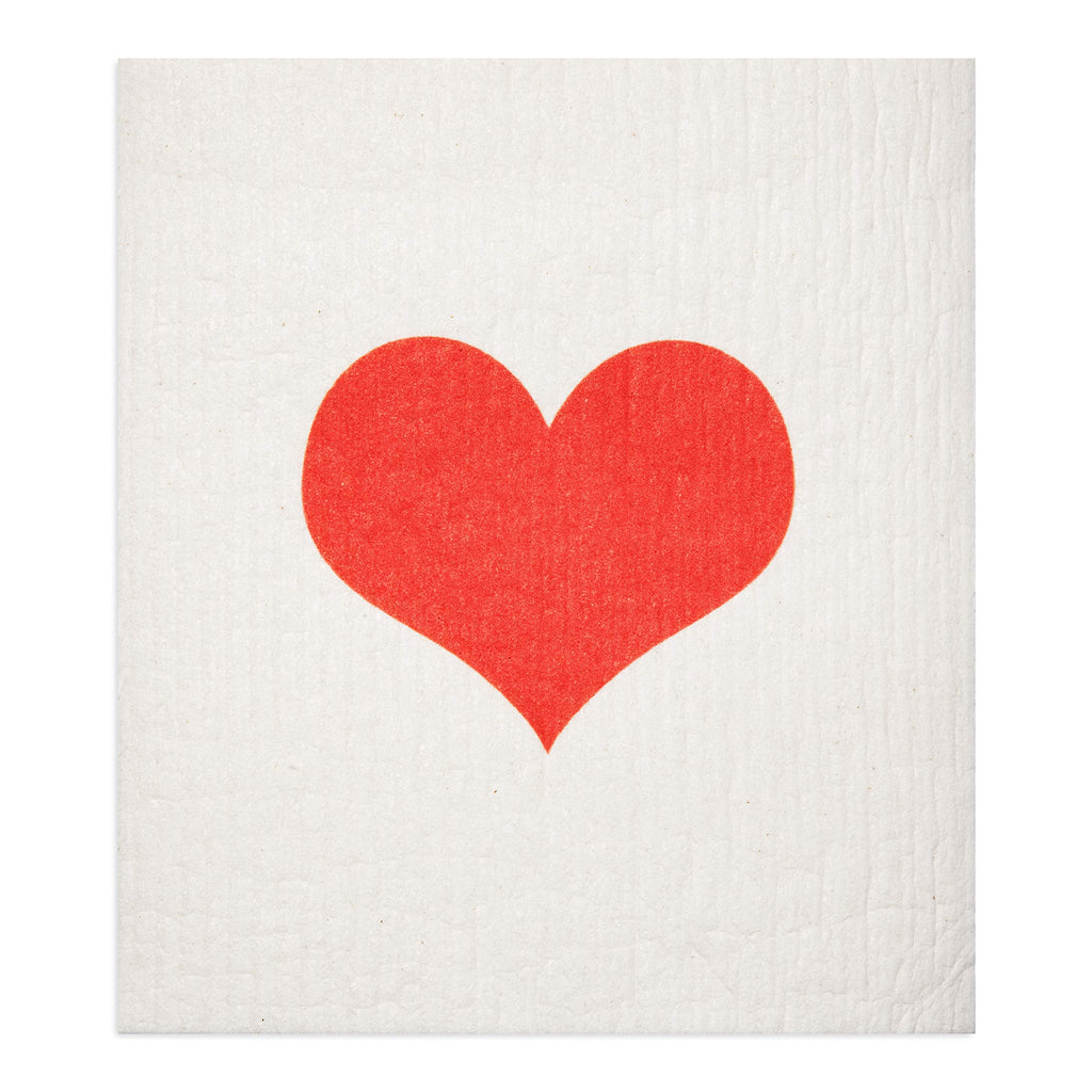 Gmicr  Atifs Swedish Dishcloths 2 Pack Red Heart Print Reusable Sponges Kitchen Cleaning Cloth Dish Scrubber, Machine Washable,