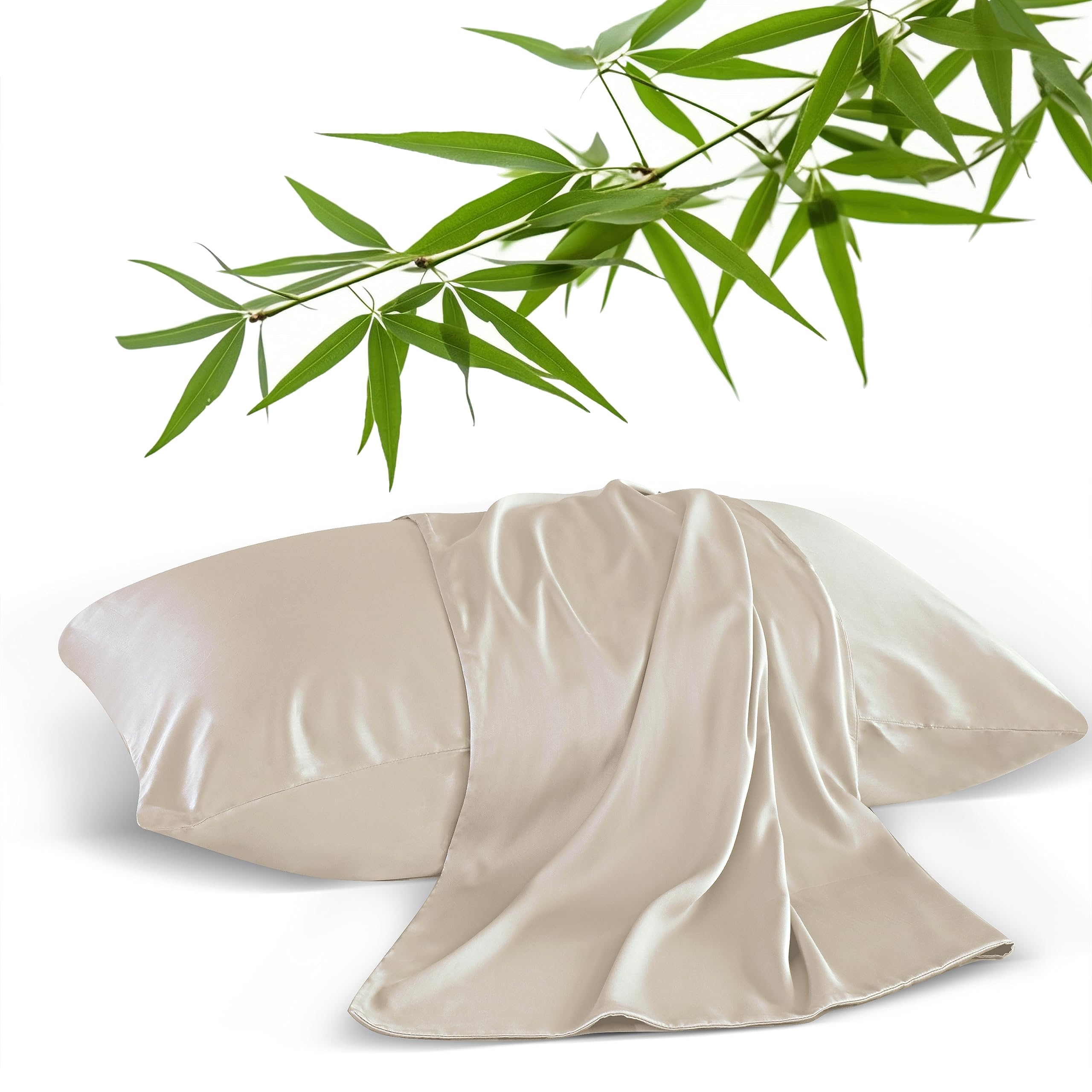 4 Pack Cooling Pillowcasess For Hot Sleepers & Night Sweats, 400 Tc Bamboo Viscose Pillow Protectors, Zippered Pillow Cases King