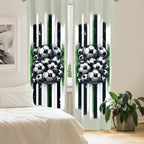 Ambesonne Soccer Window Curtains, Contemporary Design Of Sports Ball Huddle With Grungy Stripes Print, Lightweight Decor 2-Panel
