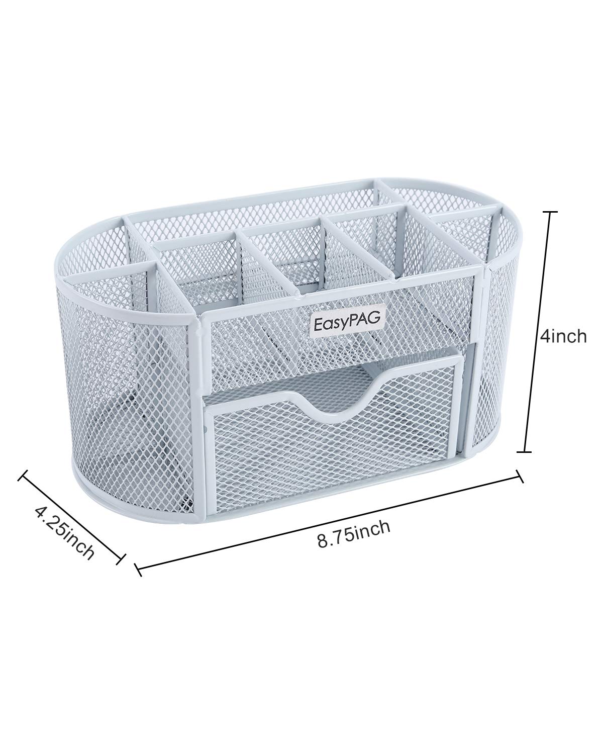 Easypag Desk Organizer Mesh Desktop Office Supplies Multi-Functional Caddy Pen Holder Stationery Organization With Drawer,White
