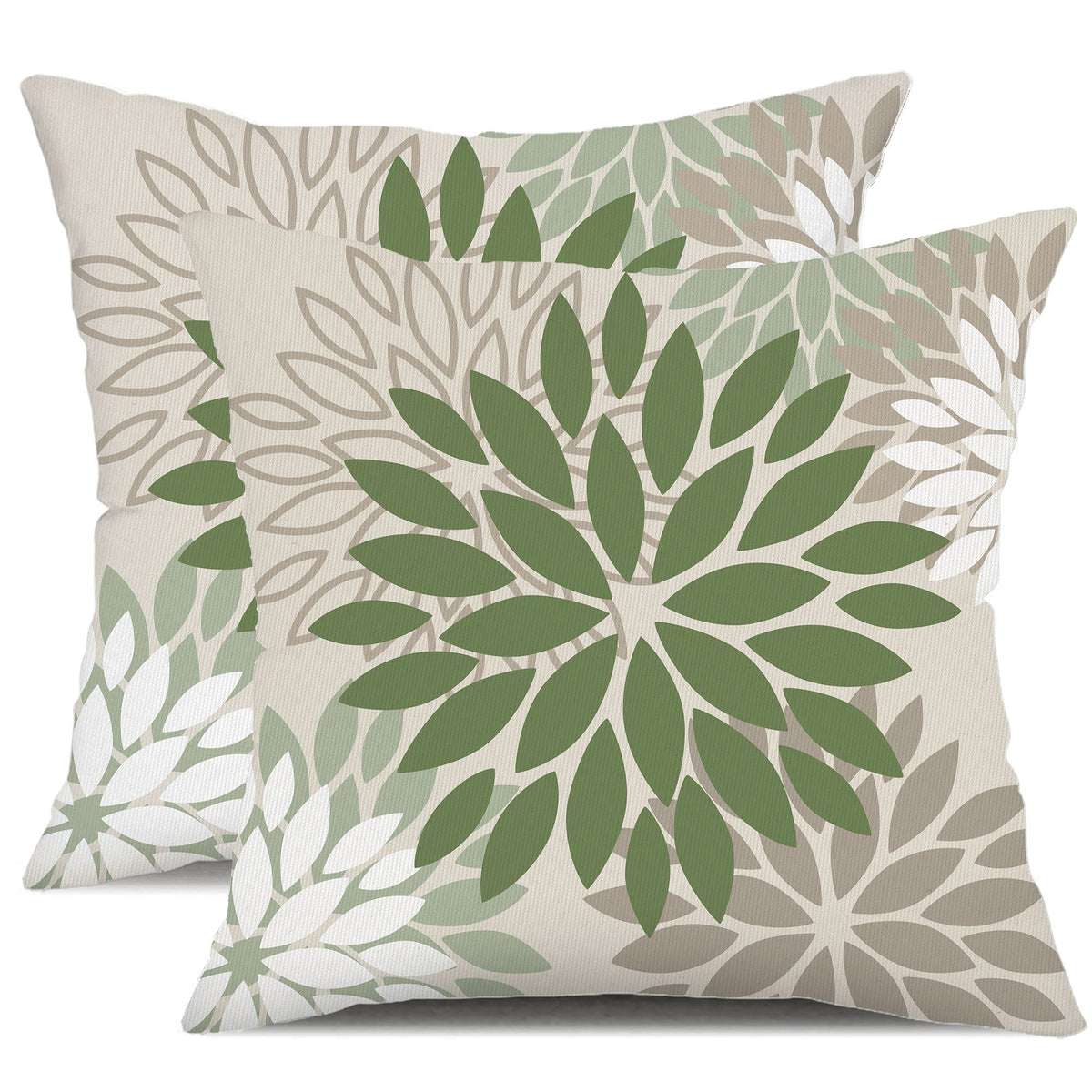 Dfxsz Army Green Pillow Covers 20X20 Inch Set Of 2 Flower White Gray Elegant Colored Throw Pillows Outdoor Waterproof Decor For