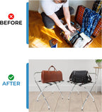 Foldable X-Shape Luggage Rack with Two Shelves, Nylon Straps, Chrome Finish