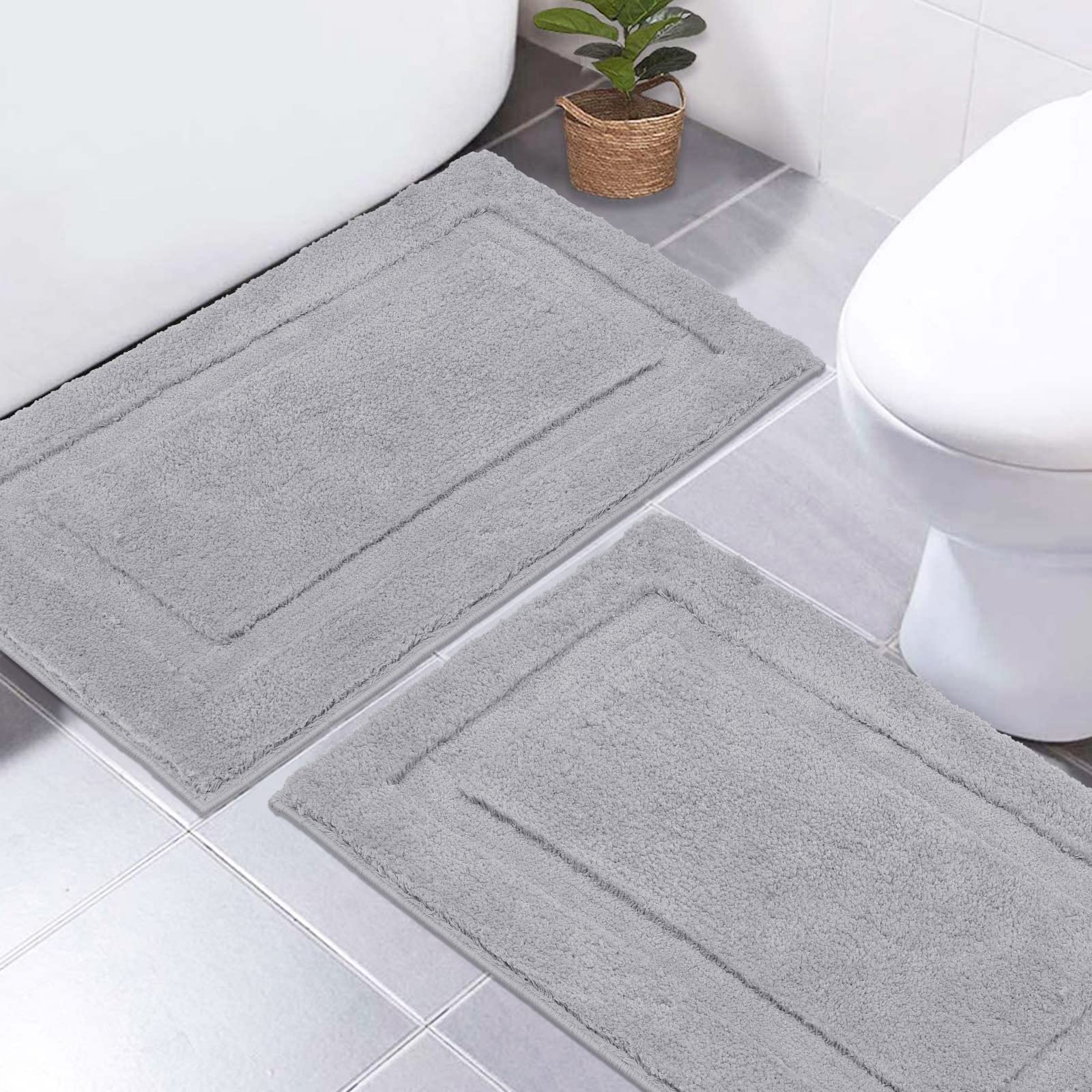 SHACOS Super Soft Bathroom Rugs Sets of 2 Pieces 20x32 inch Bath Rugs Non Slip Plush Bathroom Mats Shower Rug Absorbent Bath Mat