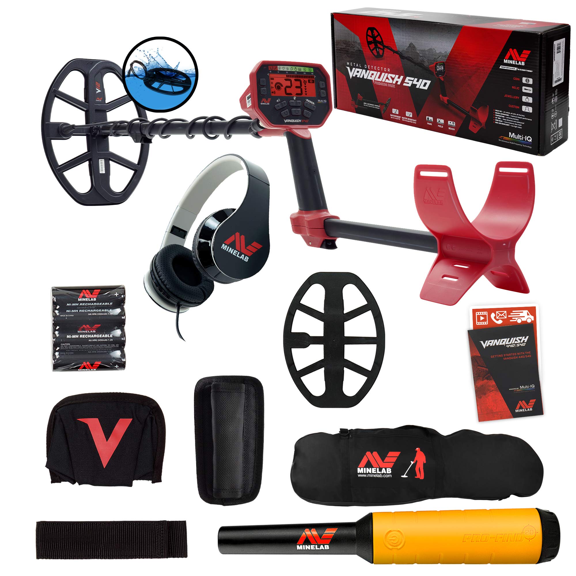 Minelab Vanquish 540 Detector W/ 12 X 9 Coil, Pro-Find 20 Pinpointer & Carry Bag