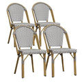 PURPLE LEAF Outdoor Dining Chair Set of 4 Aluminum Rattan Chairs for Outdoor Garden Backyard Bamboo Print Finish Patio Chairs Gr