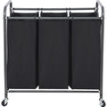 STO STO Laundry Sorter 3 Section, 3 Bag Laundry Hamper, Rolling Laundry Cart, Laundry Basket with Heavy Duty Lockable Wheels and