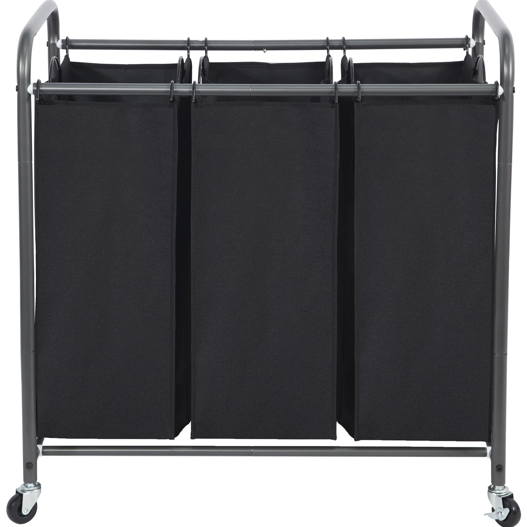 STO STO Laundry Sorter 3 Section, 3 Bag Laundry Hamper, Rolling Laundry Cart, Laundry Basket with Heavy Duty Lockable Wheels and