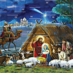 Countdown To Christmas 2024 Religious Advent Calendar, Traditional Nativity Scene Full Color Artwork, 24 Door Tabs Fun Education