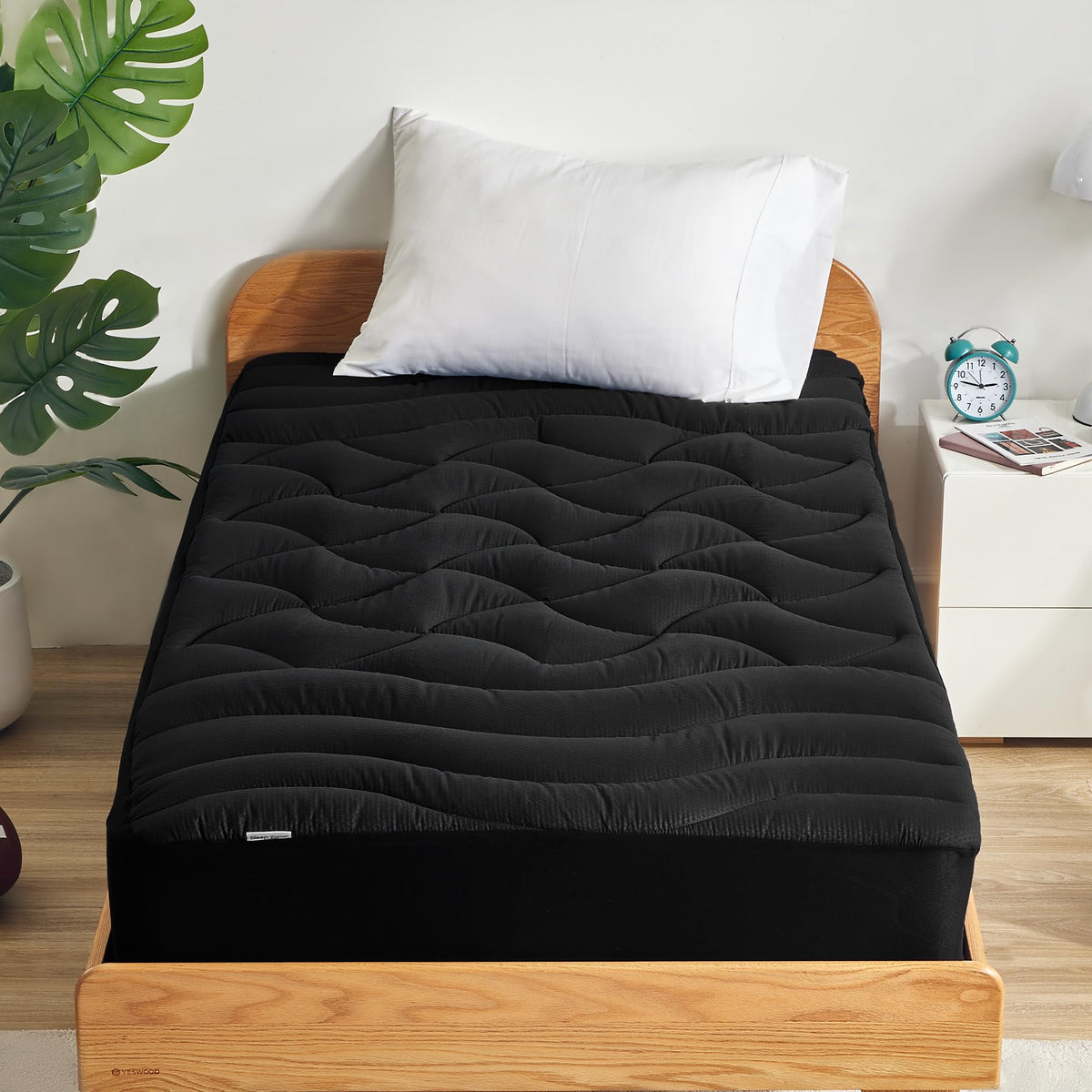 Sleep Zone Cooling Twin Mattress Topper For Single Bed, Premium Zoned Cool Mattress Pad Cover, Padded Mattress Protector Breatha