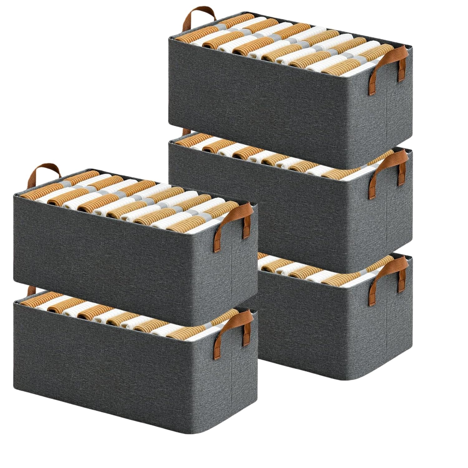 Home Stuffs Wardrobe Organizer For Clothes With Metal Frame Rectangle Storage Baskets For Clothing Fabric Storage Box With Handl
