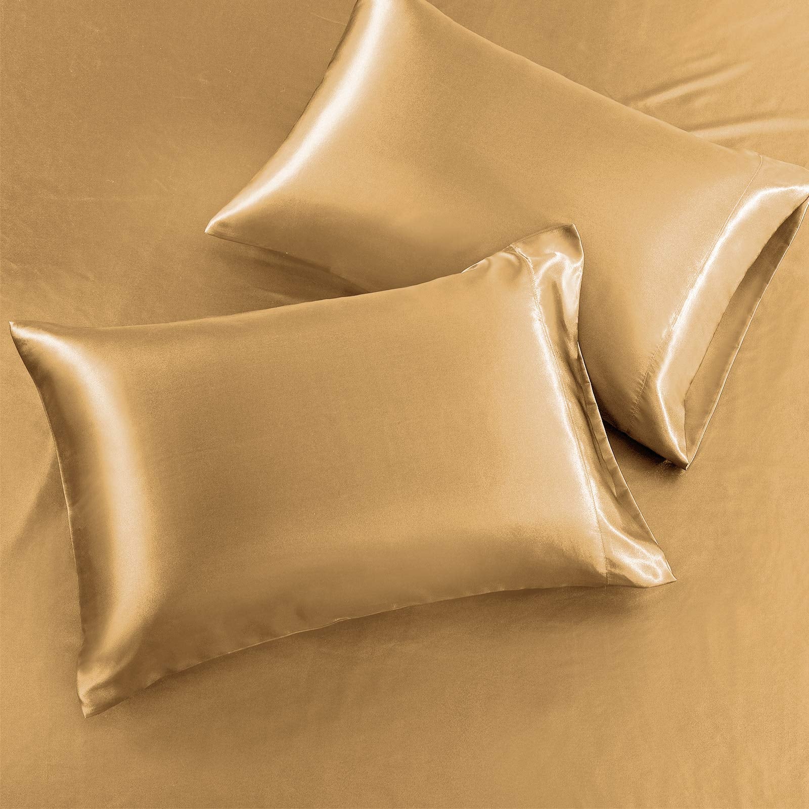 Siinvdabzx 4Pcs Satin Sheet Set California King Size Ultra Silky Soft Gold Satin Bed Sheets With Deep Pocket, 1 Fitted Sheet, 1