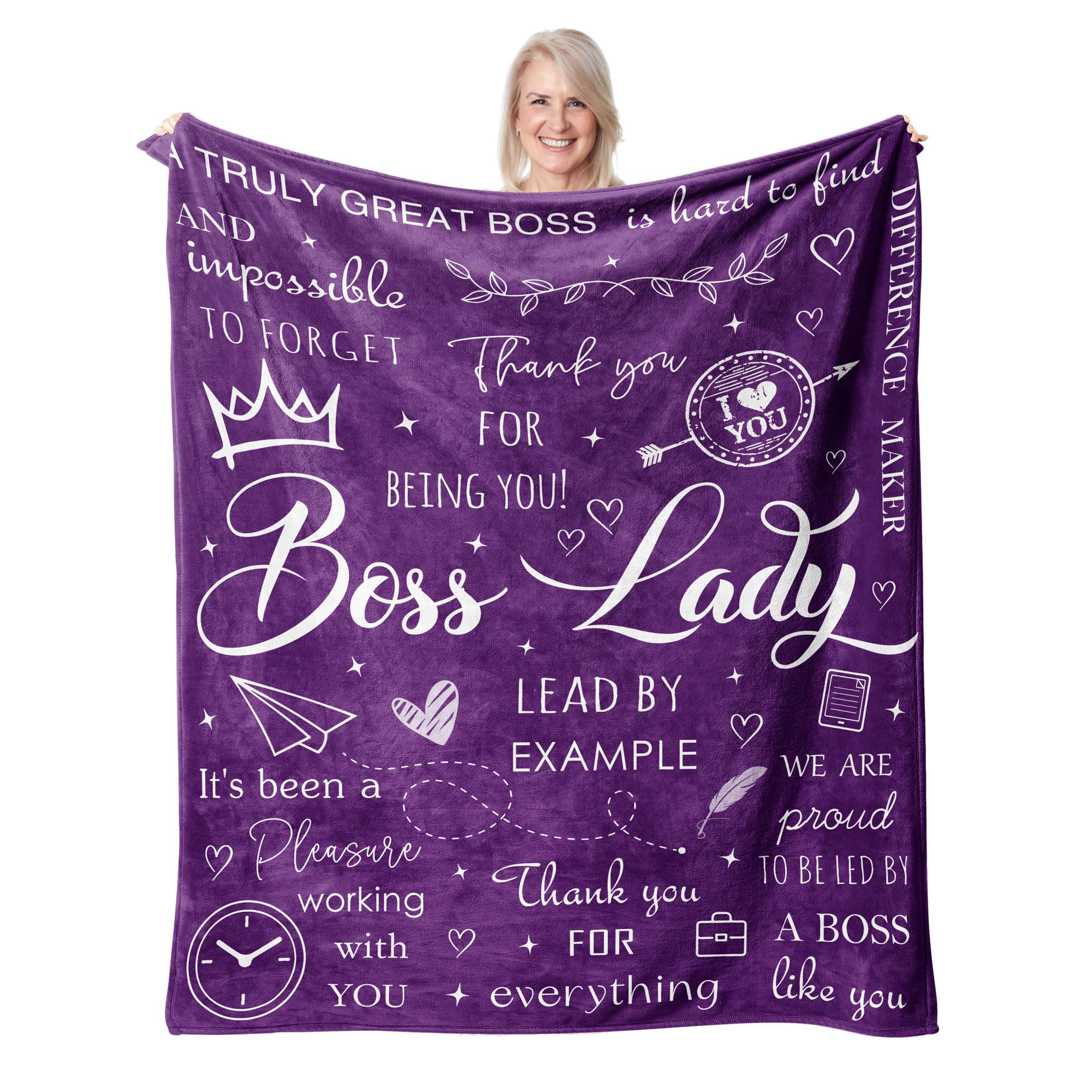 Peliny Chrid Boss Lady Gifts For Women Blankets, Boss Day Gifts, Boss Gifts Throw 60'X50', Gifts For Boss, Best Boss Gifts For