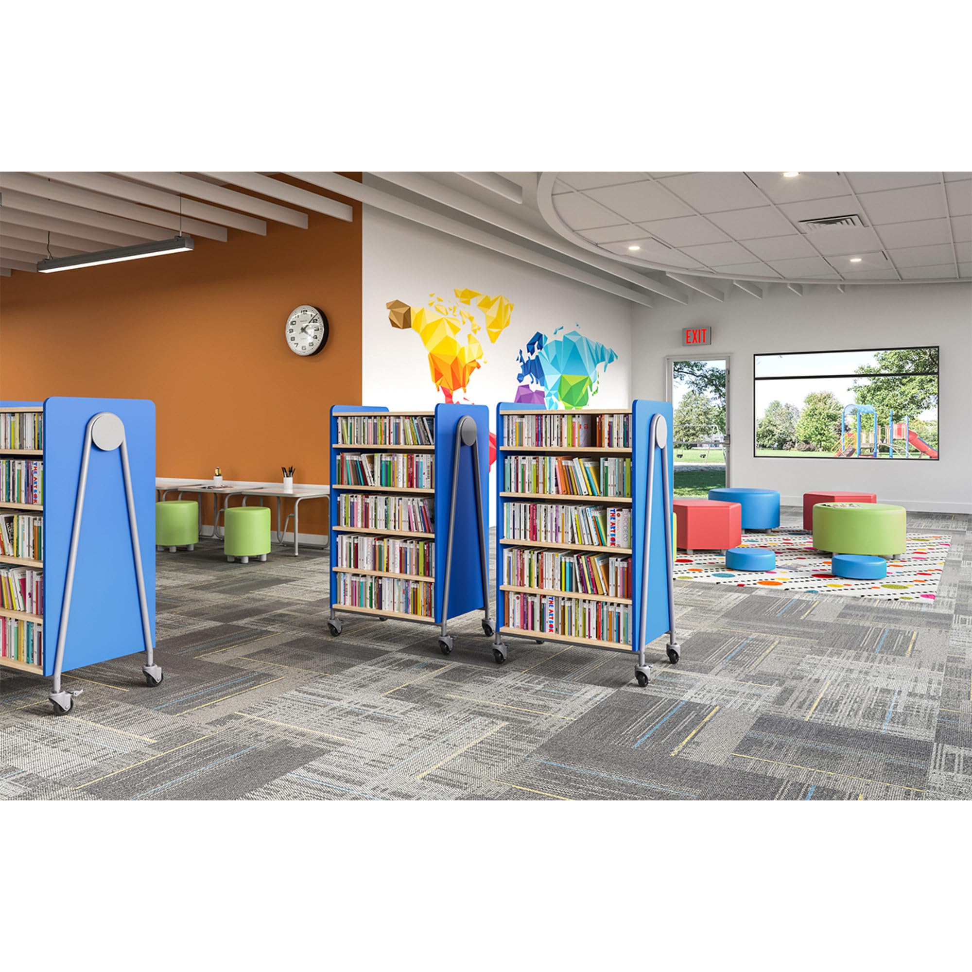 Safco Products Learn 30” Cylinder Vinyl Ottoman for Home Use, Classroom Seating, Kids Room, Game Room (Green Vinyl)