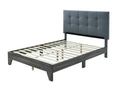 Hodedah Bed with Upholstered Headboard and Wooden Frame Platform, Queen, Grey (HI681 Queen Grey)