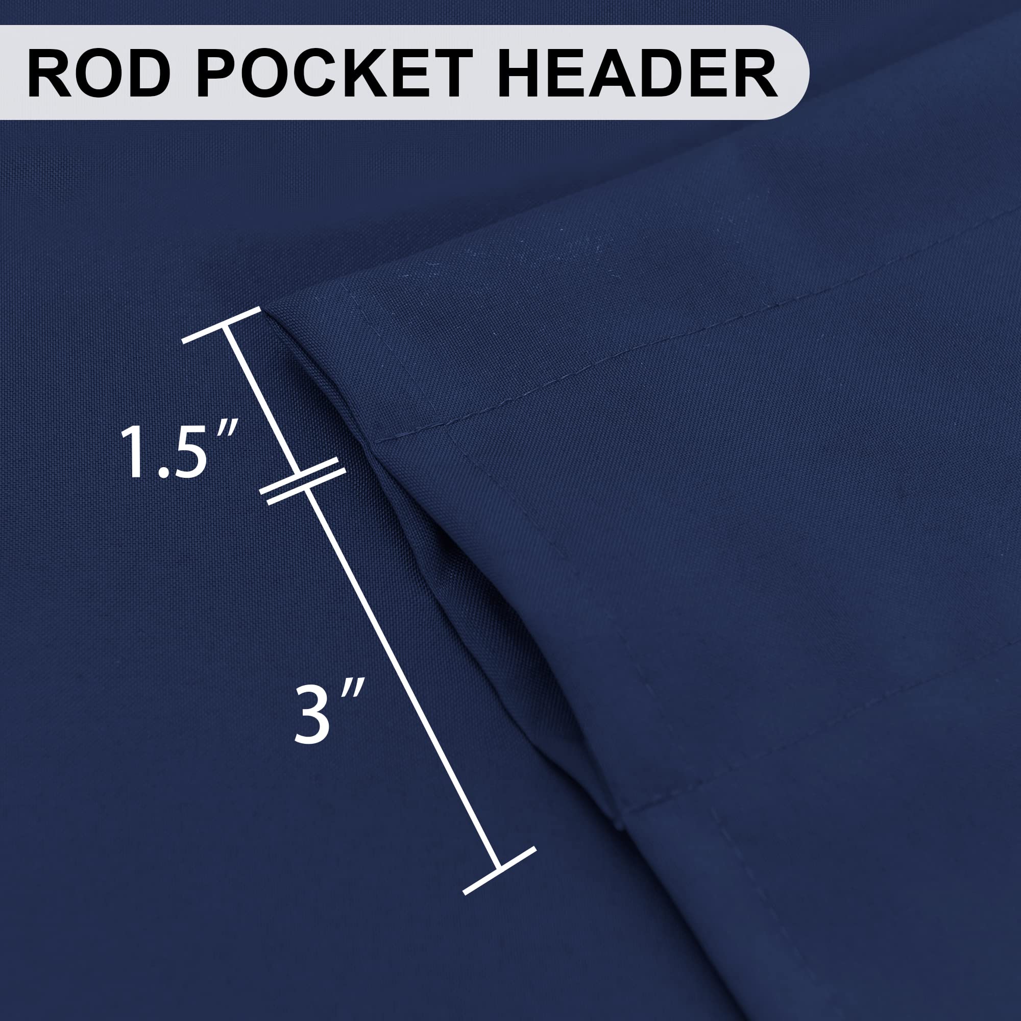 Dwcn Navy Valance Curtain For Bedroom, Kitchen Valance Solid Short Topper, Room Darkening Curtain Valance, Rod Pocket Bathroom/B
