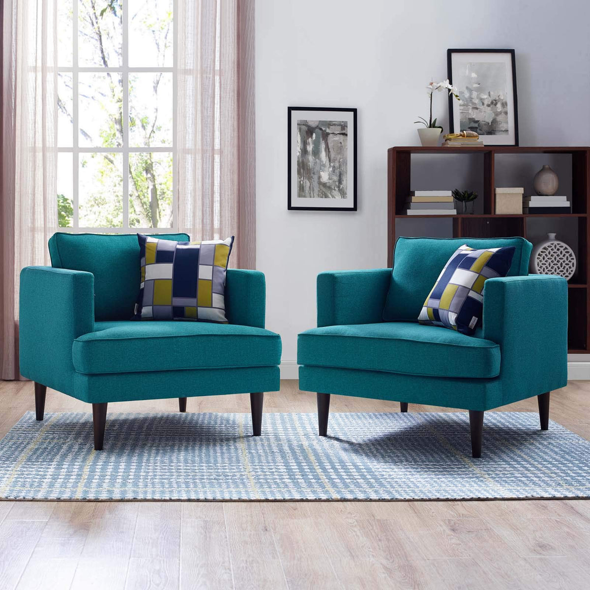 Modway Agile Upholstered Fabric Armchair Set Of 2, Teal