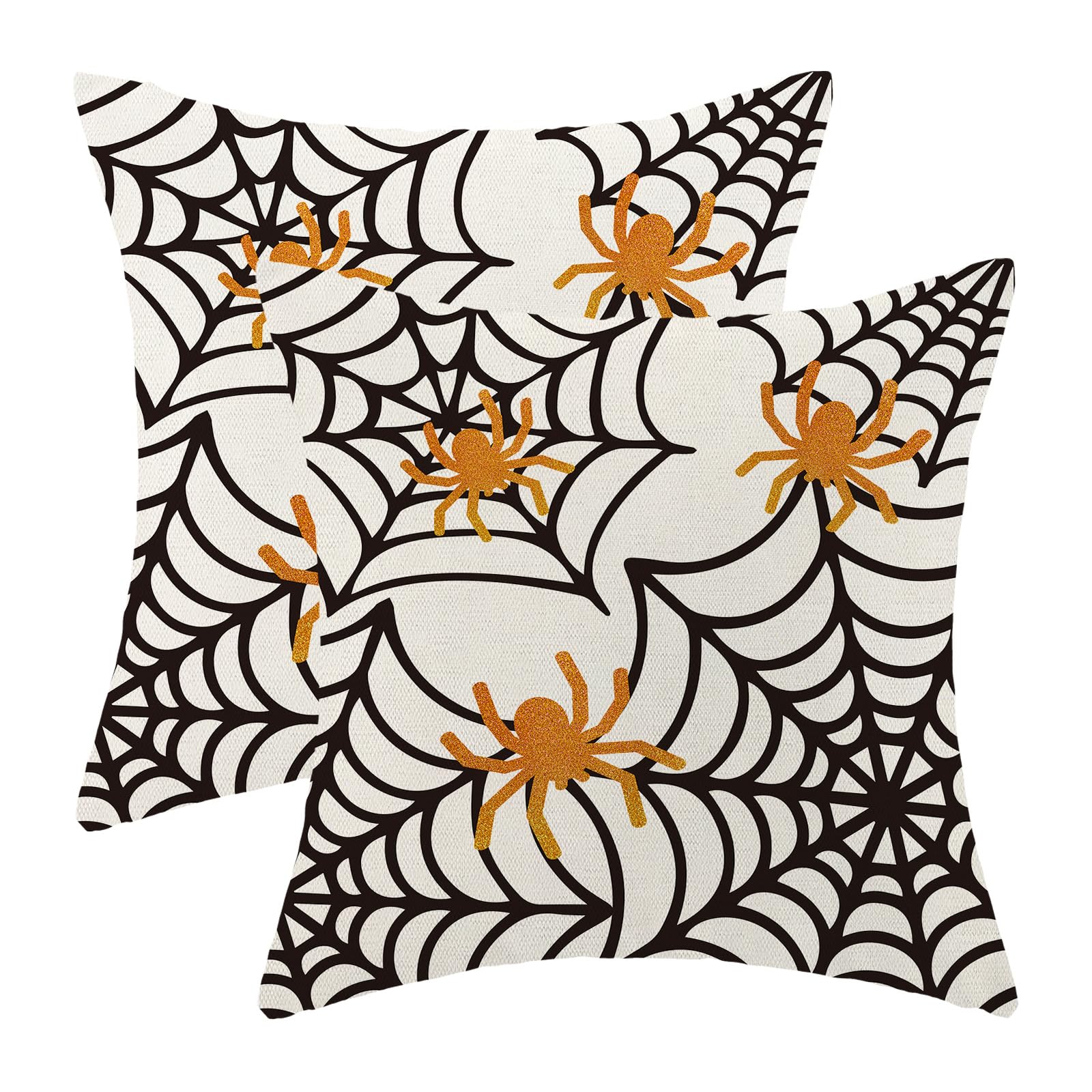 Yxuiyal Spider Web Throw Pillow Covers 18X18 Inch Set Of 2 Halloween Decorative Farmhouse Pillow Covers Outdoor Spider Decor Cus