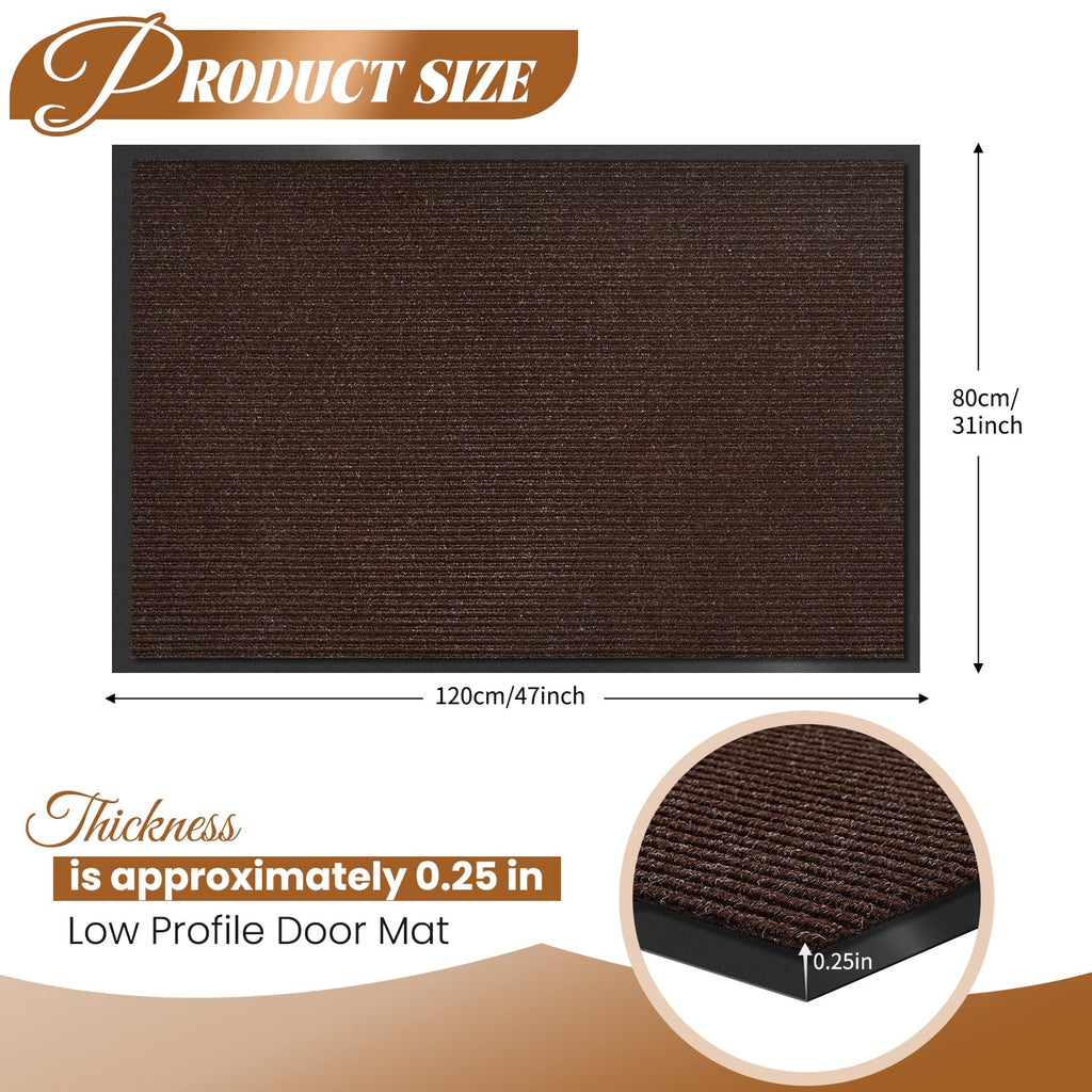 Door Mat Heavy Duty Outdoor Indoor Doormat Low Profile Front Door Mat Large 31X47 Inch Brown Entrance Welcome Mats Easy Clean Pa