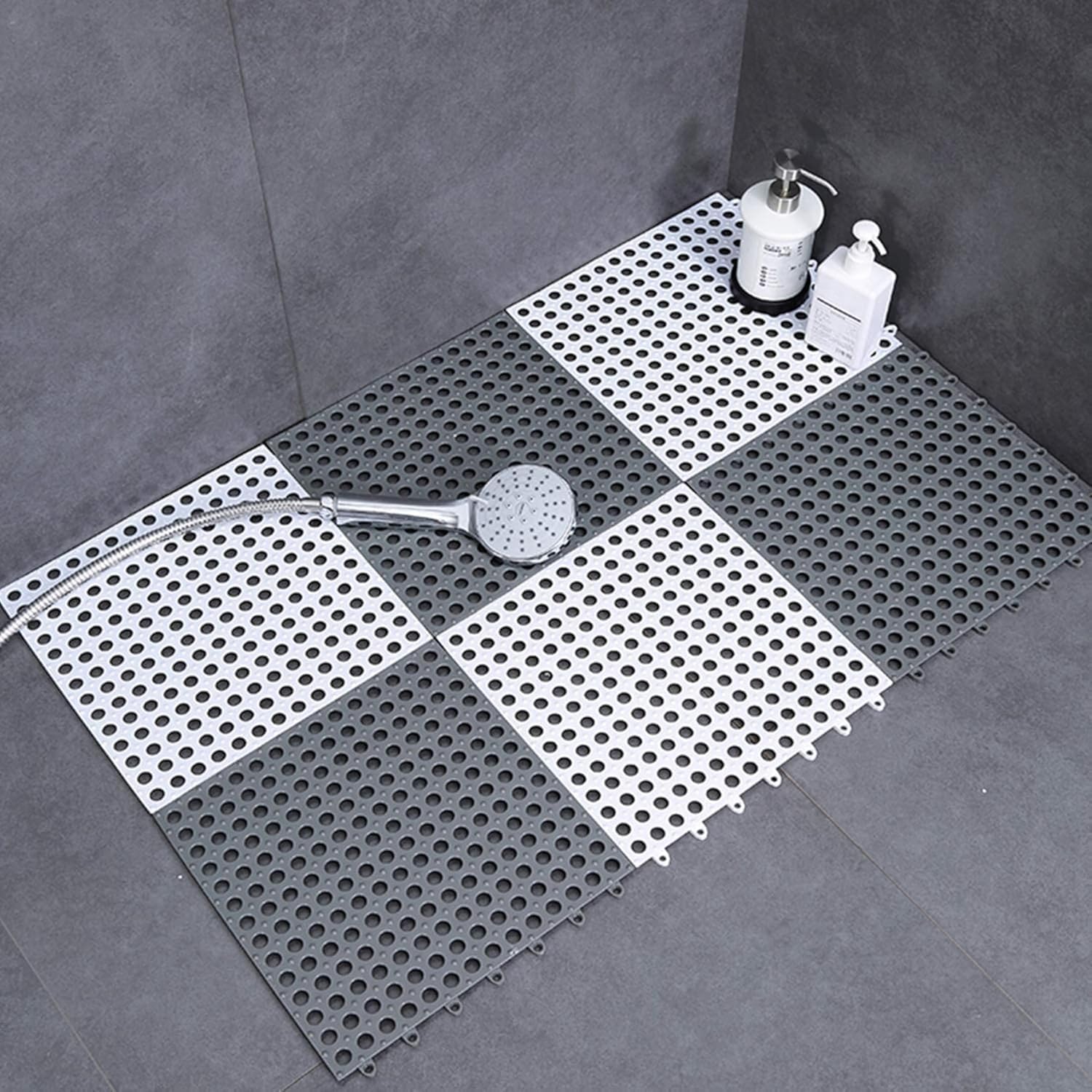 BIG AOX Soft PVC Interlocking Floor Mat for Bathroom, Shower, Pool, Balcony and Wet Areas, Waterproof Drainage Mat for Indoor & 