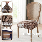 Searchi Stretch Dining Chair Seat Covers Set Of 8, Soft Removable Washable Seat Covers For Dining Chairs, Dining Room Seat Cover Slipcover Protector (Rear-Covered, Brown)