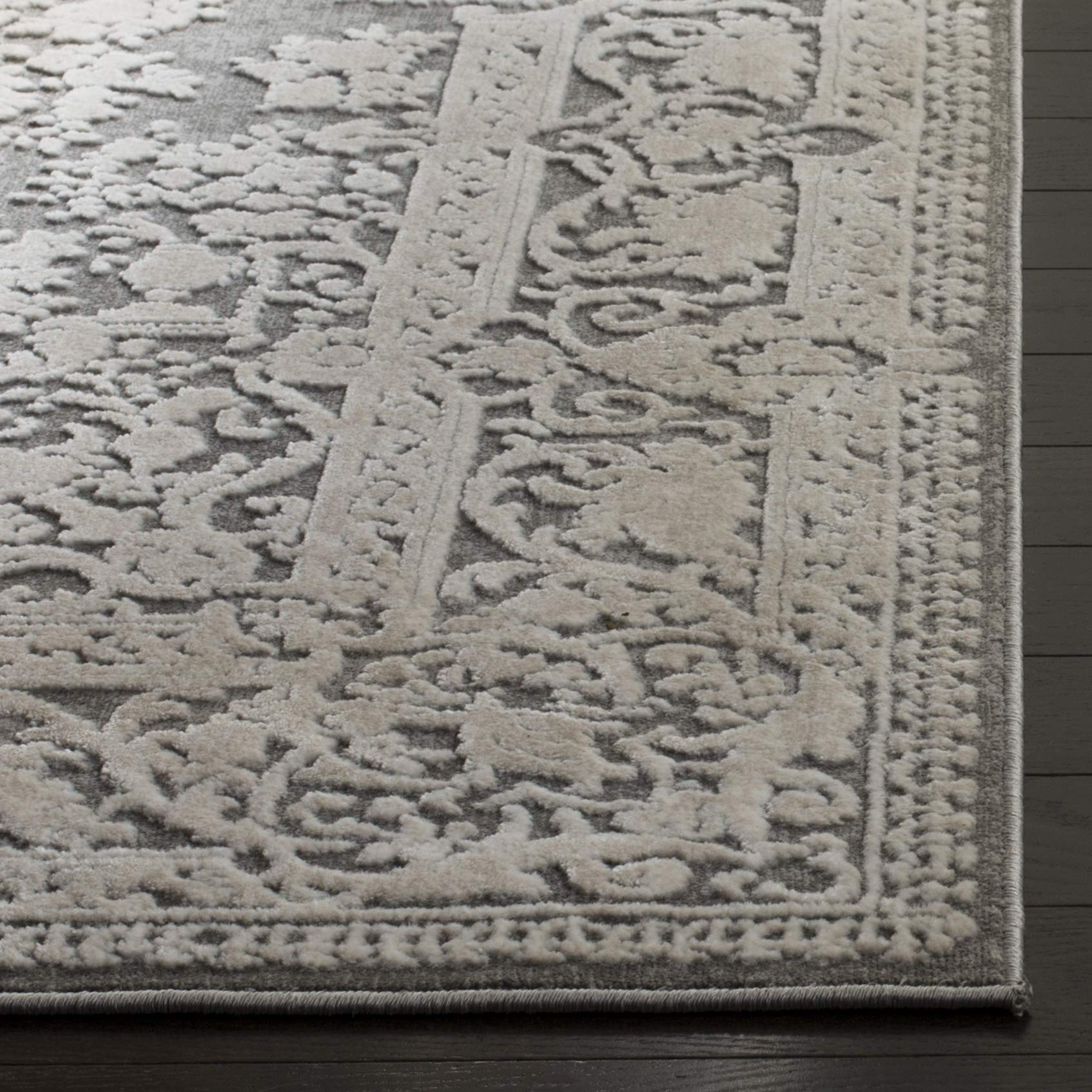 Safavieh Reflection Collection Accent Rug - 2'3'' X 3', Dark Grey & Cream, Vintage Distressed Design, Non-Shedding & Easy Care,