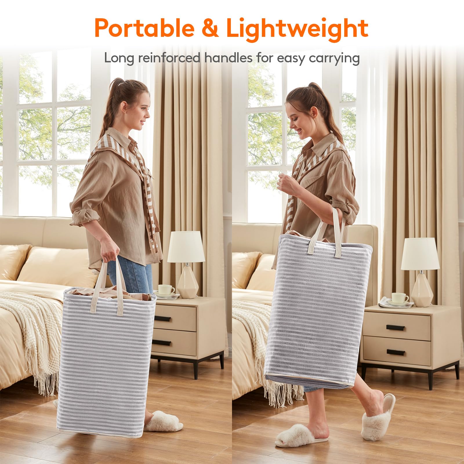 Lifewit 2 Pack Laundry Hamper Large Collapsible Laundry Baskets, Freestanding Waterproof Clothes Hamper With Easy Carry Handles