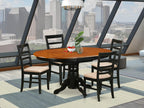East West Furniture AVPF5-BCH-C 5 Piece Dining Table Set for 4 Includes an Oval Kitchen Table with Butterfly Leaf and 4 Linen Fabric Kitchen Dining Chairs, 42x60 Inch, Black & Cherry