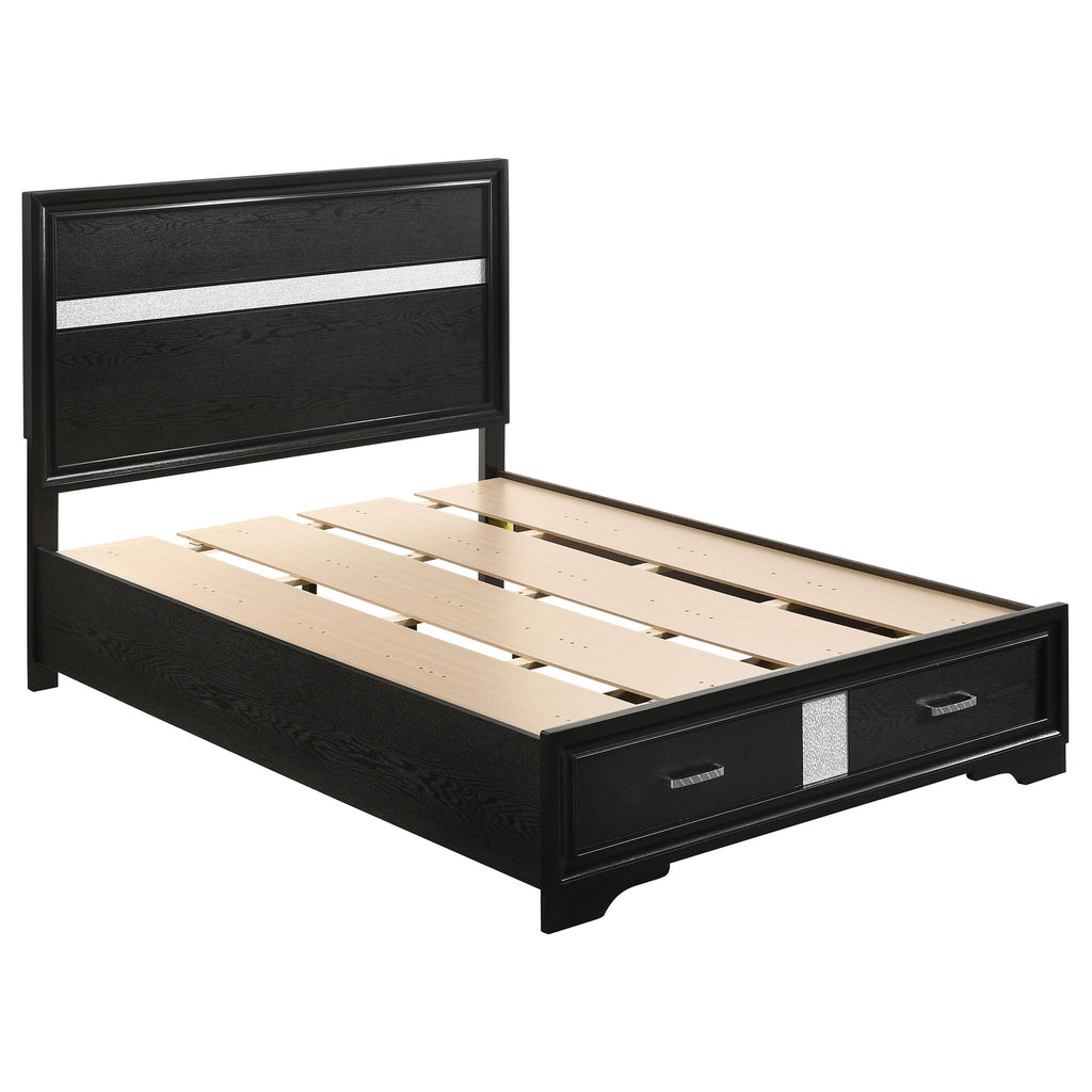 Coaster Home Furnishings Miranda Contemporary 4-Piece Bedroom Set Full Size Storage Panel Bed Frame 50-inch Headboard Black 206361F-S4