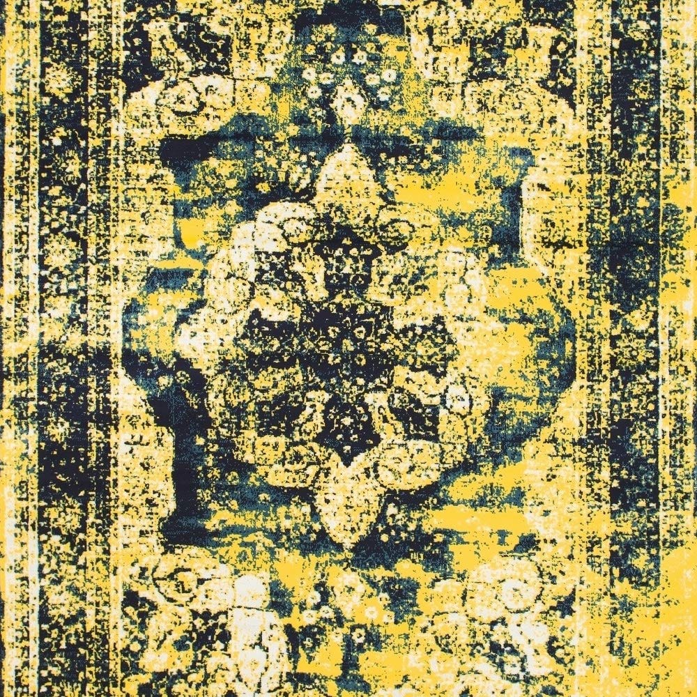 Unique Loom Sofia Collection Area Rug - Salle Garnier (9 x 12 2 Rectangle, Navy Blue/ Yellow)