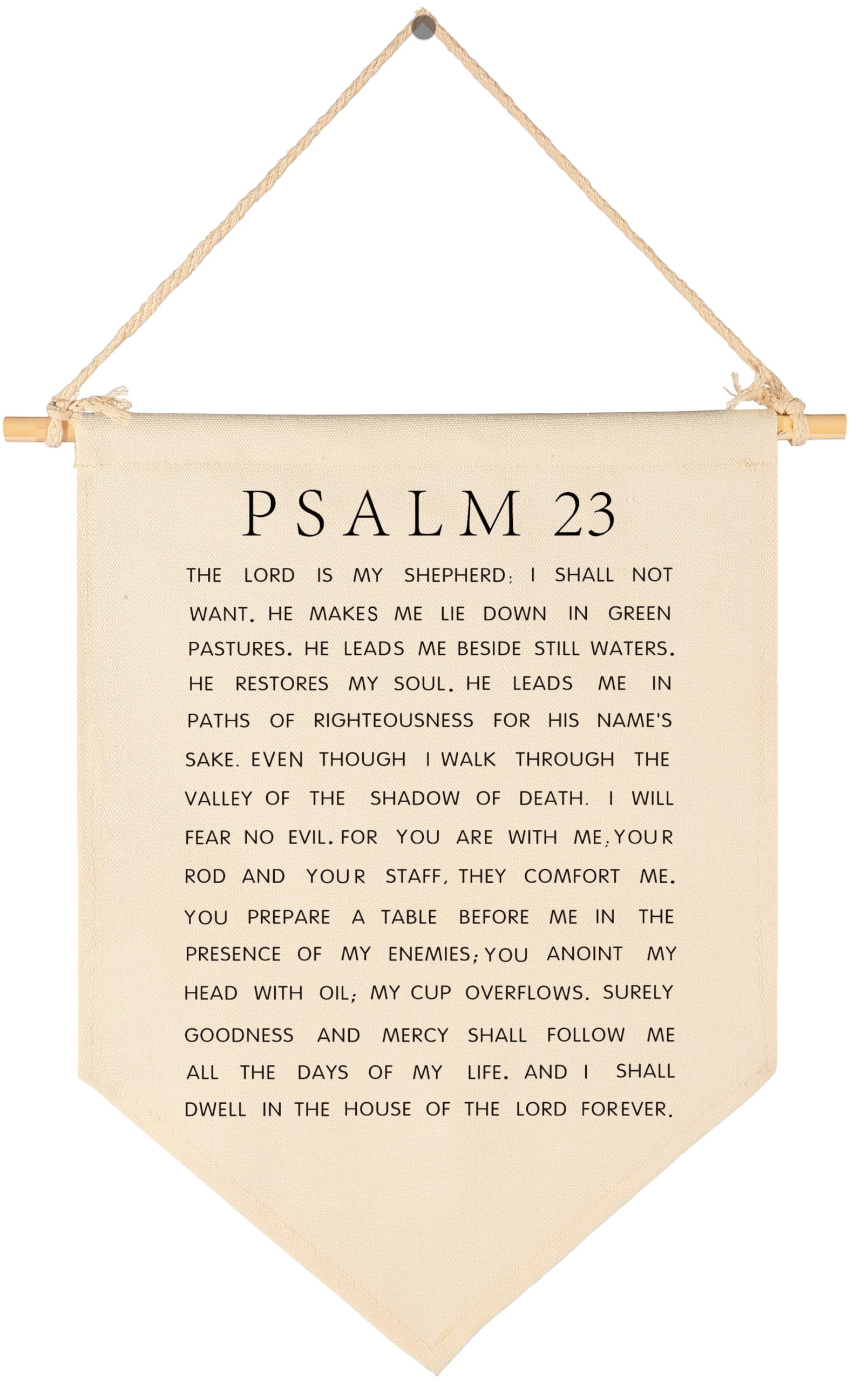 Psalm 23-The Lord is my Shepherd-Scripture Gift for Baby Boys Girls Kids-Christian Bible Verses-Canvas Hanging Pennant Banner Wa