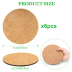 Coitak 6 Pieces Cork Mat For Plants, 6 Inch Round Cork Plant Coasters Mats For Garden, Courtyard, Pot Mat, Indoor Outdoor And Di
