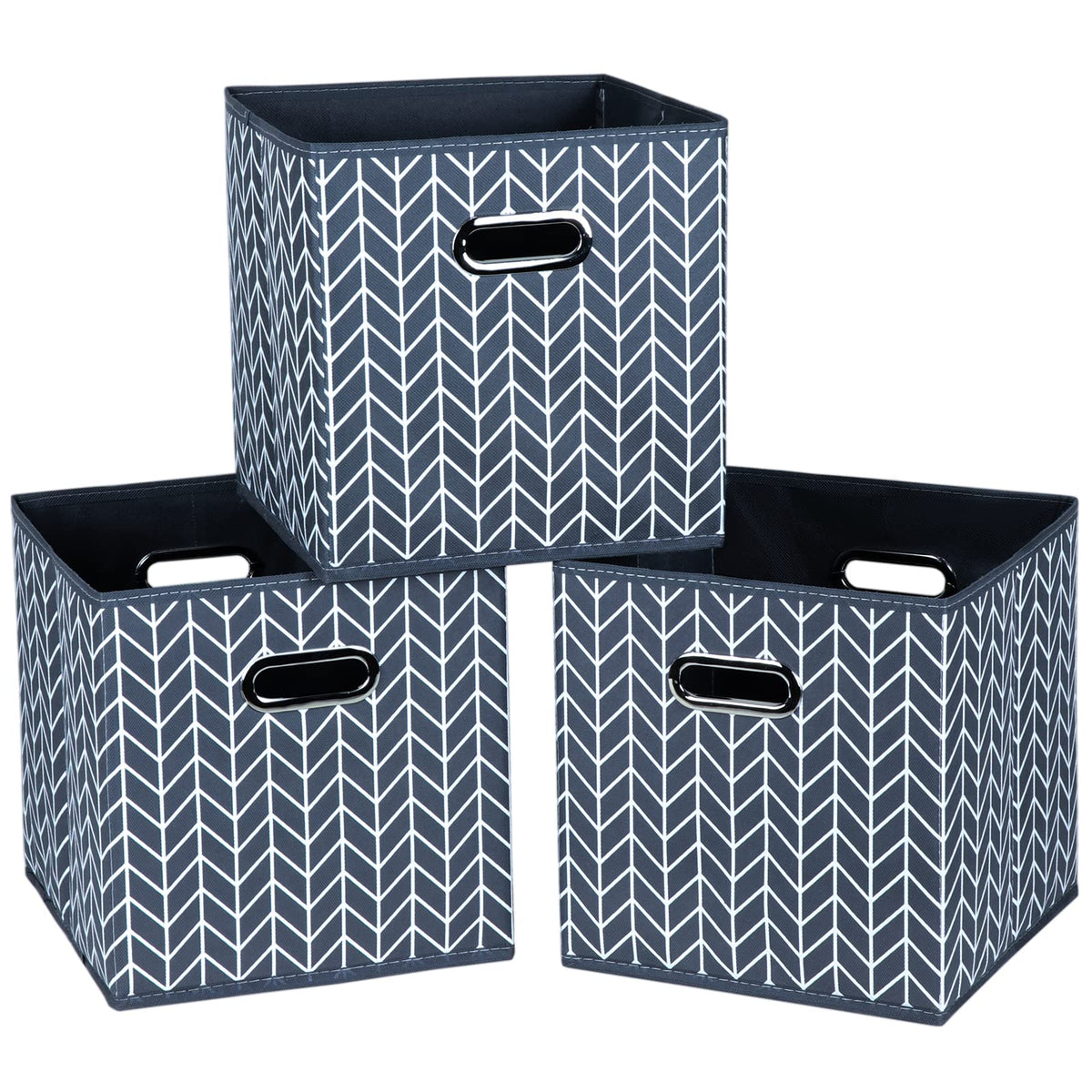 STOREONE Fabric Storage Bins Cubes Baskets Containers-(11X11X11) with Dual Metal Handles for Shelf Closet, Bedroom Drawers Organ
