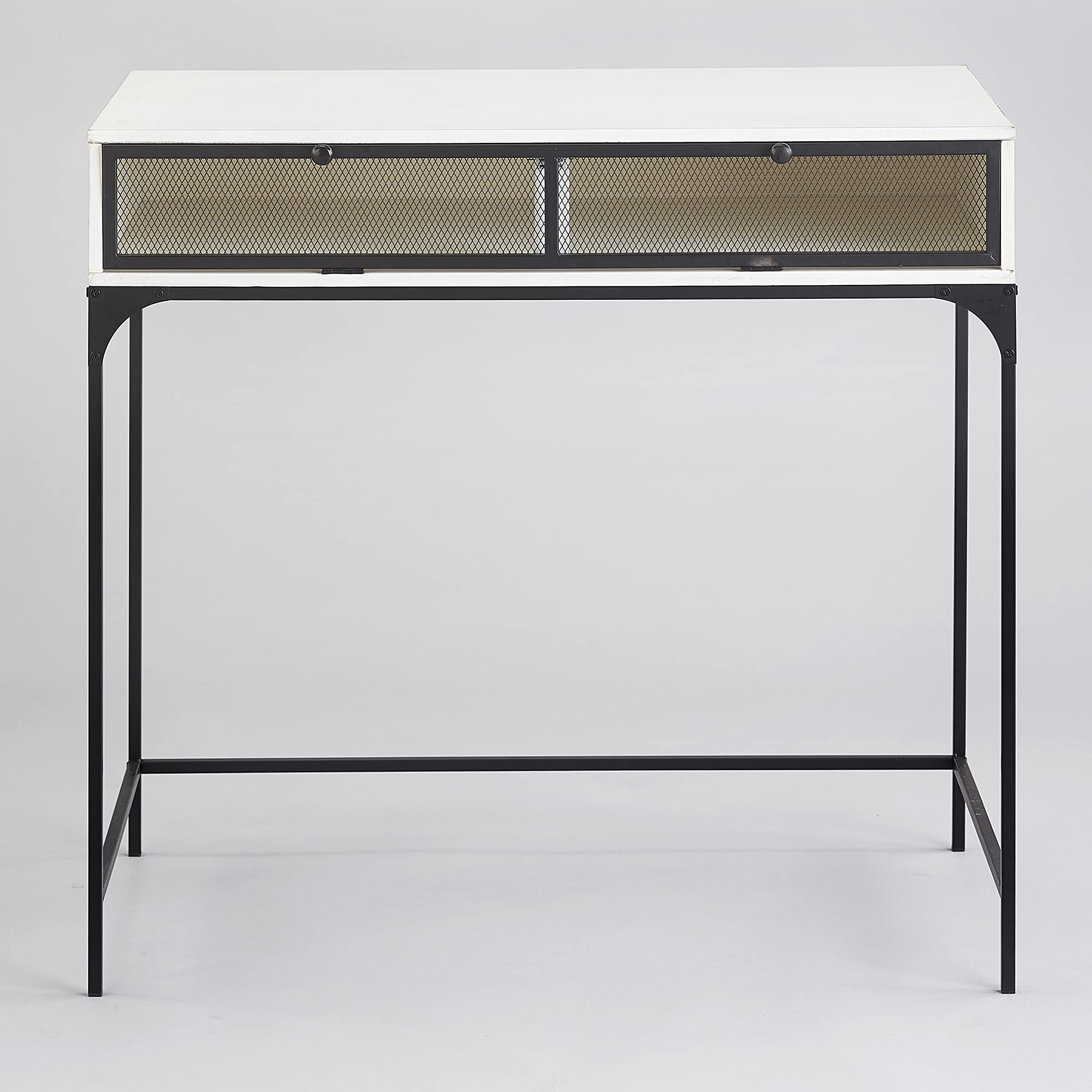 Industrial Farmhouse Style Desk with Storage - White