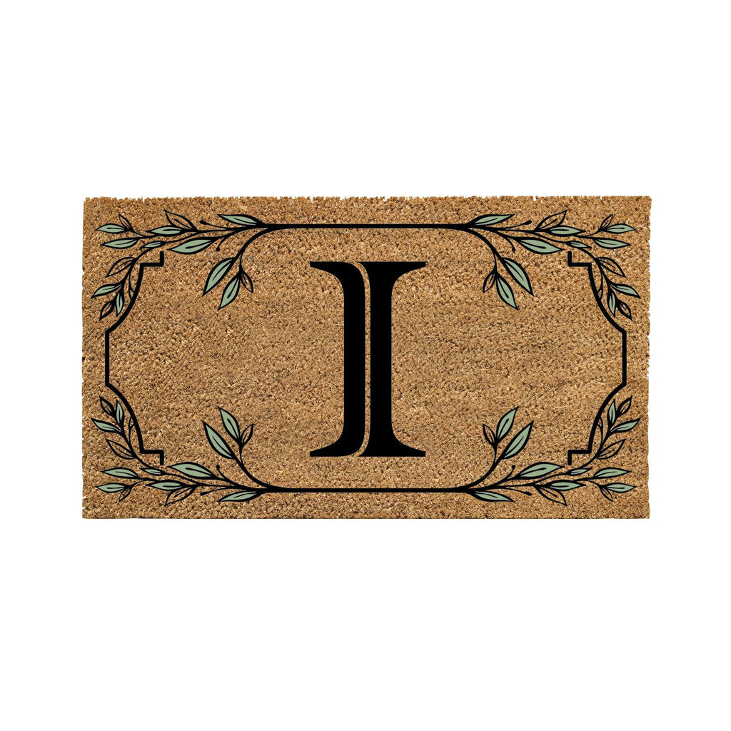 Evergreen Monogram Coir Doormat | Letter I | Front Door Mat For Outdoor Indoor Entrance | 28X16 Inches | Non-Slip Backing Doorwa