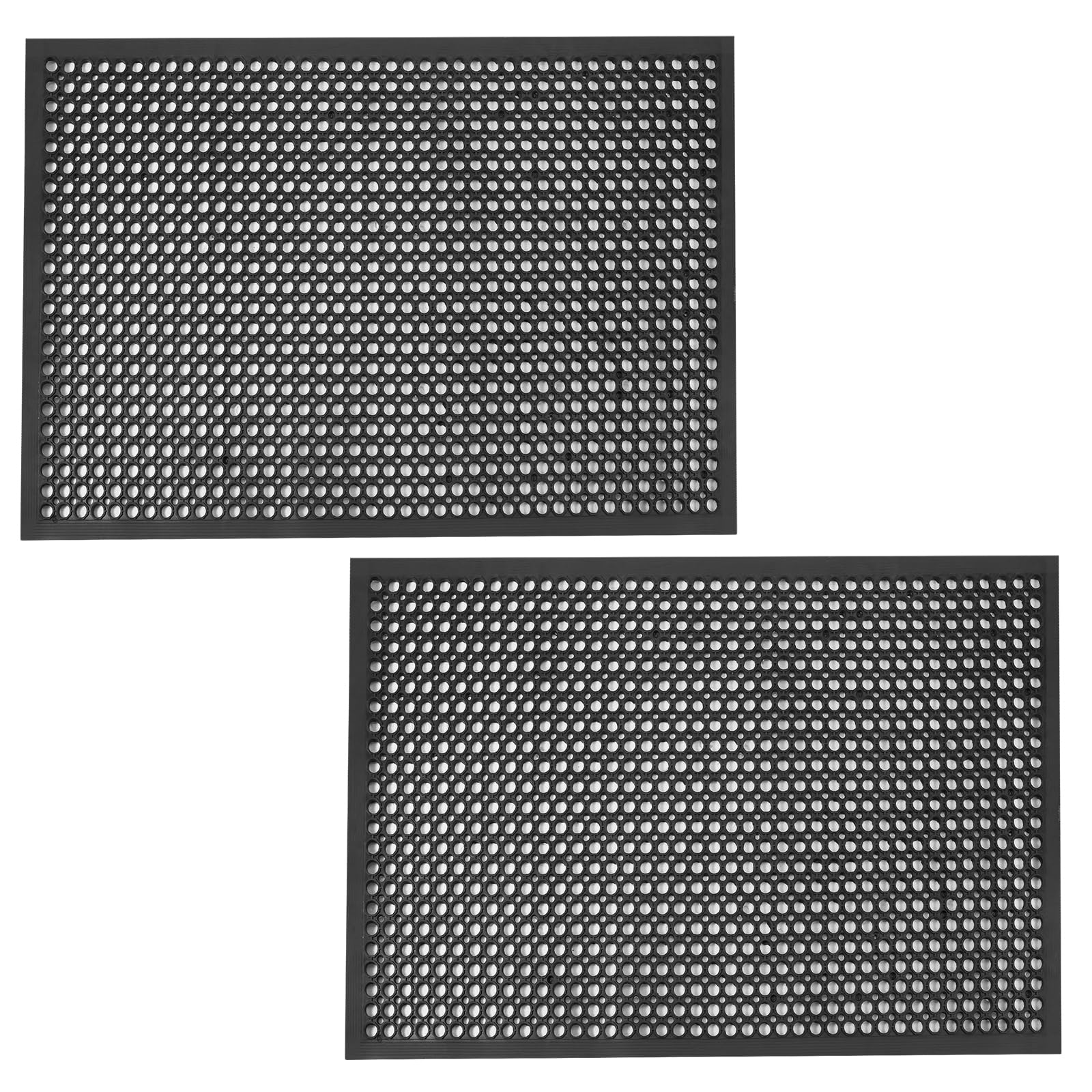 Anti Fatigue Outdoor Rubber Floor Mat 2 Pack Commercial Restaurant Kitchen Mats For Floors Non-Slip Bar Floor Mats Rubber Door Mat Drainage Mats Utility Garage Use 36' X 60' Black