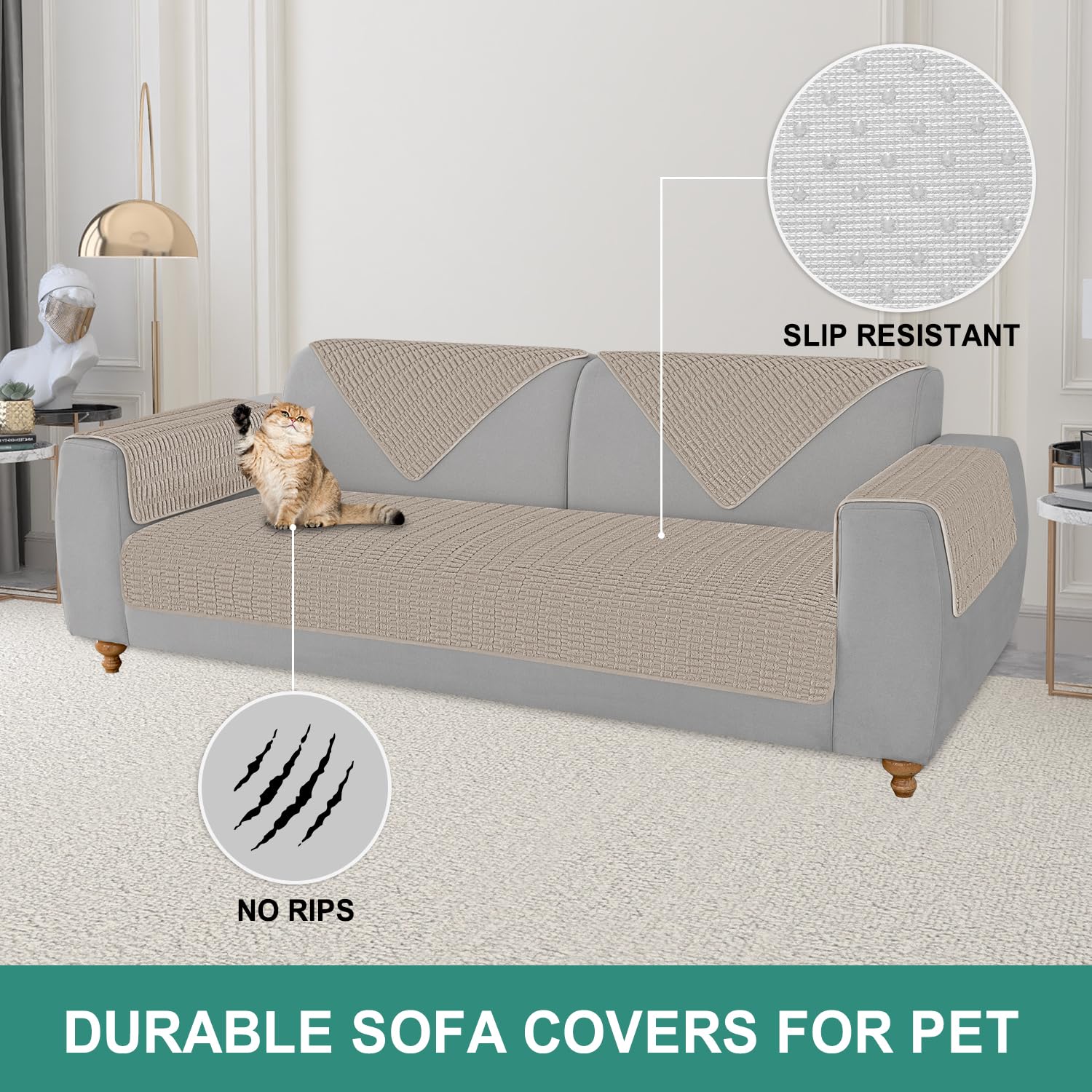 Foxdecor Large Couch Arm Covers, Backrest Covers Headrest Cover For Couch, Anti-Slip Sofa Seat Protectors Sofa Arm Protector Set