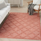 Nourison Easy Care Moroccan Coral/Orange 5' X 7' Area -Rug, Trellis, Easy -Cleaning, Non Shedding, Bed Room, Living Room, Dining Room, Backyard, Deck, Patio (5X7)