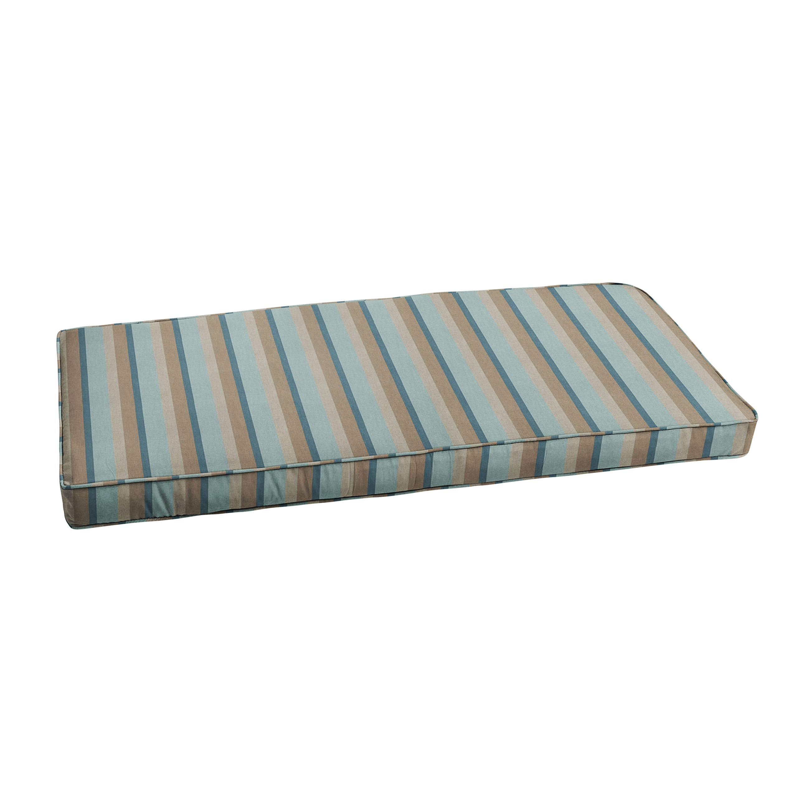 Sorra Home Indoor Or Outdoor Sunbrella Bench Cushion With Corded Edges And Tie Backs, 1 Count (Pack Of 1), Gateway Mist 5 Sq Ft