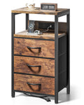 Lazzanto NightStand Bedside Charging Table Bedroom - Night Stand with Charger Station, Modern Nightstand with Open Shelf & 3 Fab